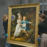 Painting titled Die Kinder Des Künstlers by Friedrich Wilhelm von Schadow, being carried in Dusseldorf gallery.