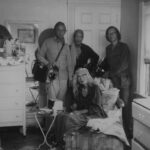 Edith Bouvier Beale and Edith "Little Edie" Beale behind the scenes of GREY GARDENS ('75) with directors Albert & David Maysles.