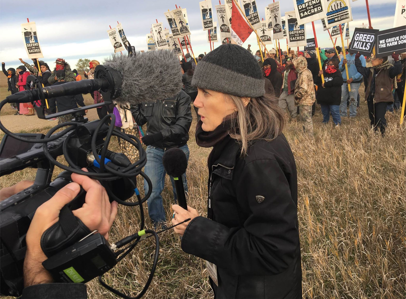 Reporting from Standing Rock: Amy Goodman covering the Standing Rock oil pipeline protest, October 2016.
