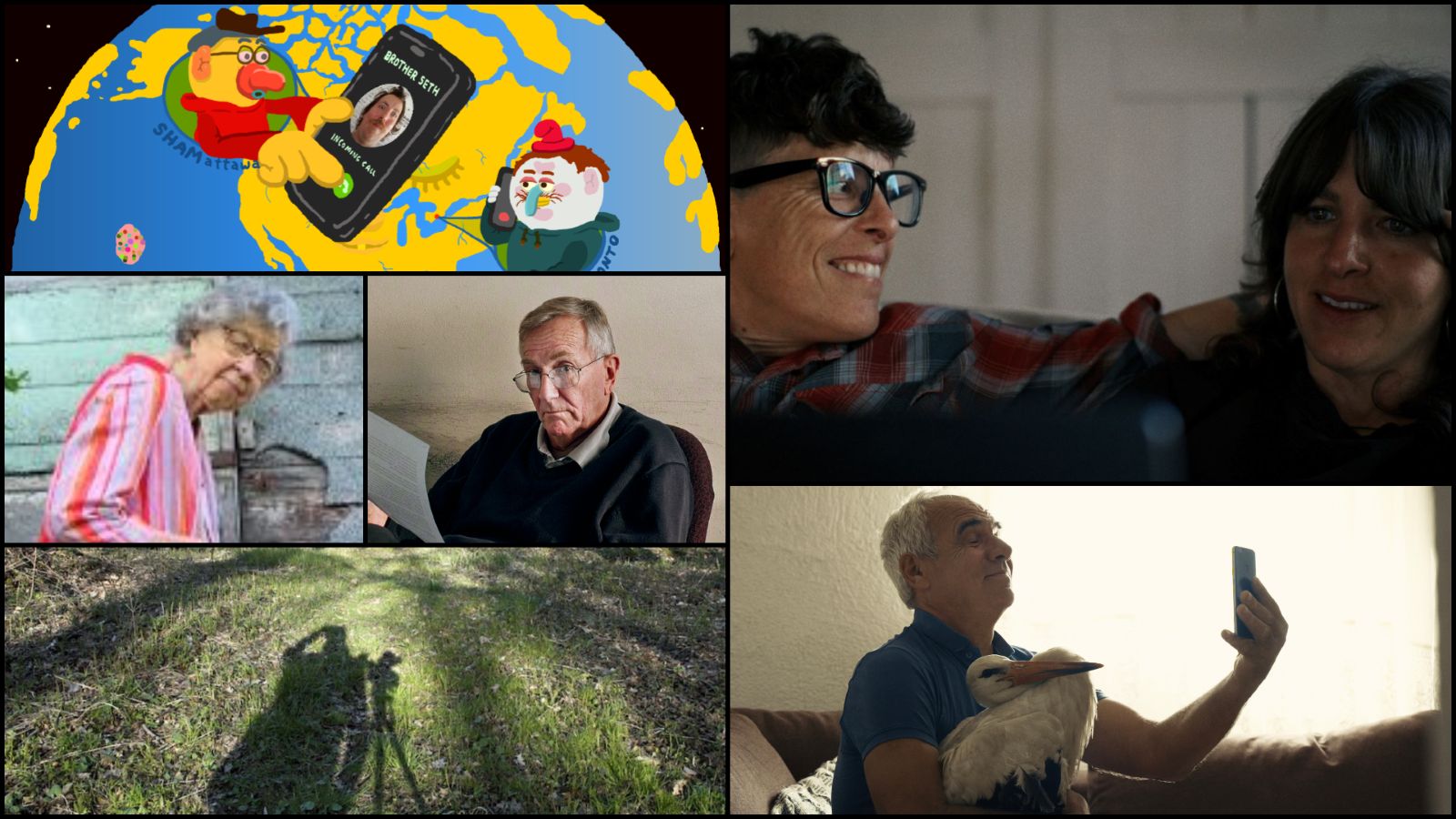 A collage of six film stills