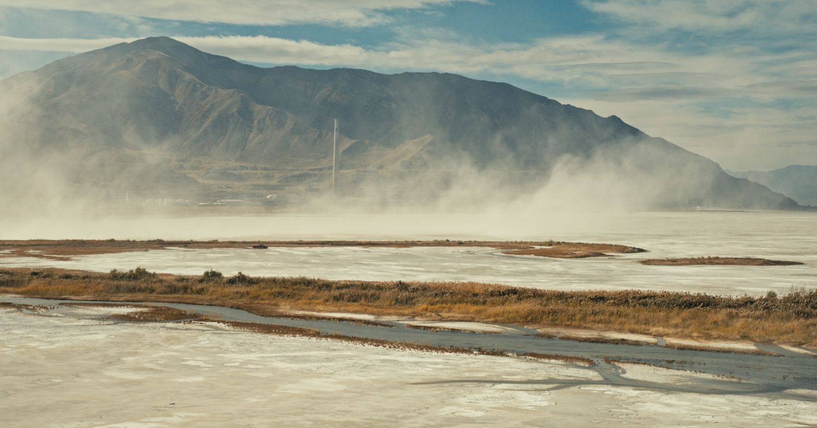 A view of Great Salt Lake as a dust storm carries carcinogens to neighbouring areas.