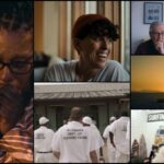 A collage of film stills from documentaries in the Oscar race.