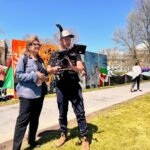 Director/producer Ric Esther Bienstock at Cornell protest encampment with DOP Elad Winkler, 024