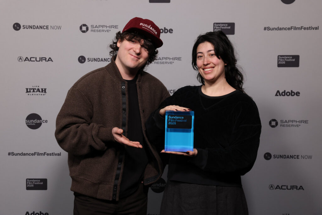 Gabriela Osio Vanden and Jack Weisman win the U.S. Grand Jury Prize: Documentary for Nuisance Bear by Gabriela Osio Vanden and Jack Weisman at the 2026 Sundance Film Festival. :copyright: 2026 Sundance Institute | photo by Sam Emenogu