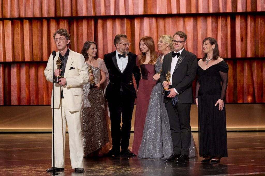 David Borenstein, Alžběta Karásková, Radovan Sibrt, Pavel Talankin and Helle Faber accept the Oscar® for Documentary Feature Film during the live ABC Telecast of the 98th Oscars® at Dolby® Theatre at Ovation Hollywood on Sunday, March 15, 2026. Trae Patton / The Academy