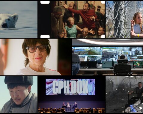 A collage of photos in three rows - Top row: Nuisance Bear (Gabrielle Osio Vanden), Once Upon a Time in Harlem (William Greaves Productions | Courtesy of Sundance Institute); Middle row: Antidiva: The Carole Pope Confessions (The Gay Agenda), The Sandbox (Kenya-Jade Pinto); Bottom row: The Wolves Always Come at Night (Michael Latham | Chromosom, Guru Media, Over Here Productions), CPH:DOX, Shelley Saywell in Gaza (Courtesy Shelley Saywell)