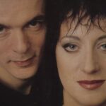 An archival image of Rough Trade musicians Carole Pope and Kevan Staples. They are pictured in close-up with their faces side by side.