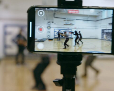 A cell phone records members of the Minnesota Freedom Fighters during a training exercise.