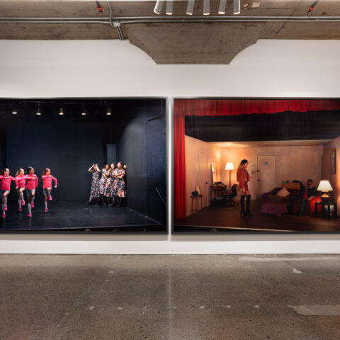 Jeff Wall, Actor in two roles, 2020. Two inkjet prints, Jeff Wall Photographs 1984–2023, installation view, MOCA Toronto, 2025. Photo: LF Documentation. © Jeff Wall.