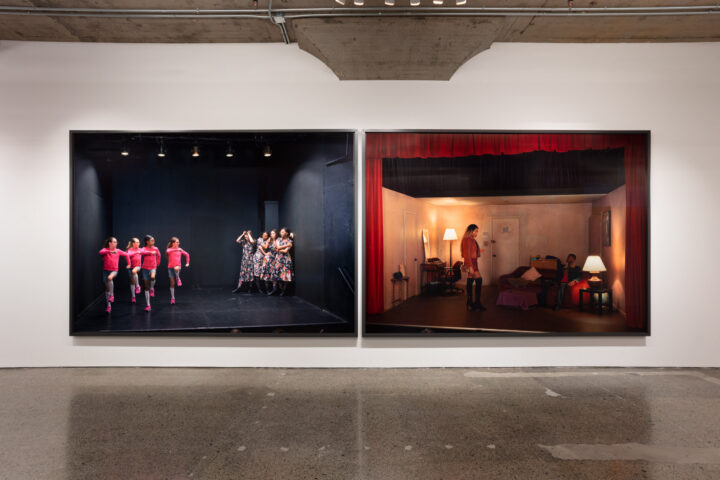Jeff Wall, Actor in two roles, 2020. Two inkjet prints, Jeff Wall Photographs 1984–2023, installation view, MOCA Toronto, 2025. Photo: LF Documentation. © Jeff Wall.