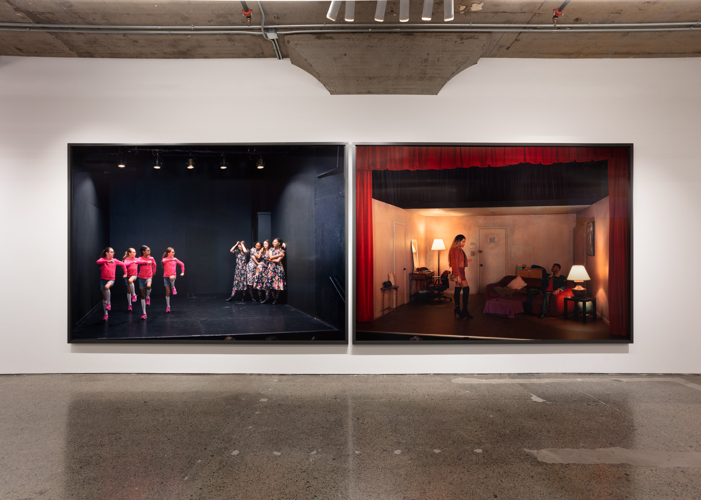 Jeff Wall, Actor in two roles, 2020. Two inkjet prints, Jeff Wall Photographs 1984–2023, installation view, MOCA Toronto, 2025. Photo: LF Documentation. © Jeff Wall.
