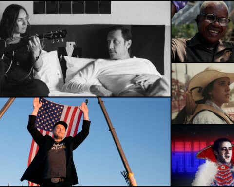 A collage of five film stills from TIFF docs