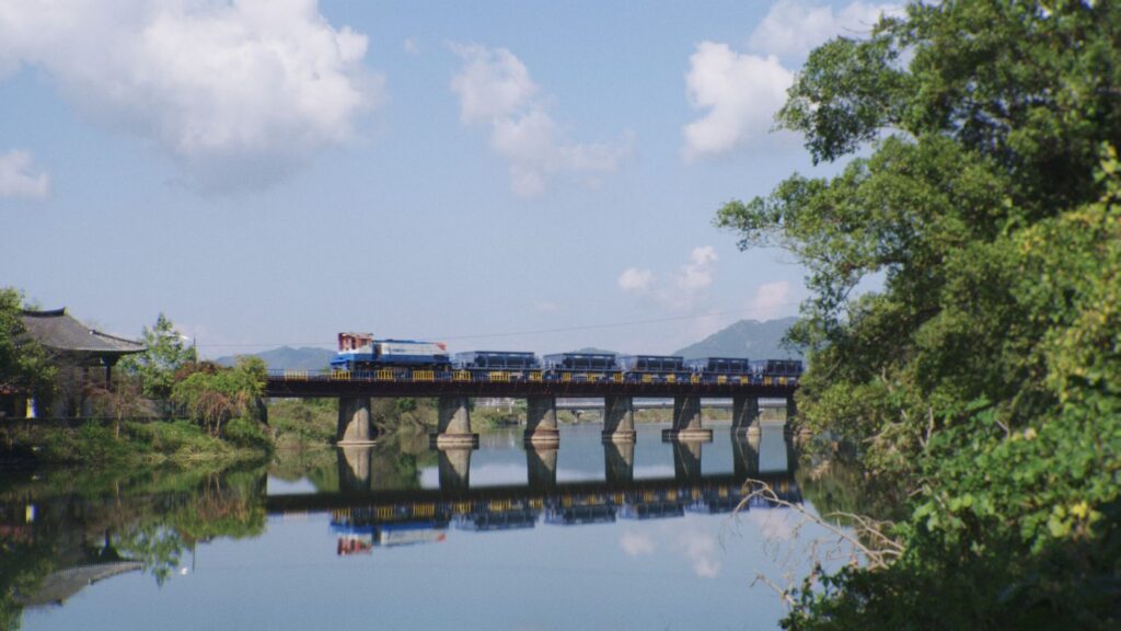 A train crosses a bridge in South Korea